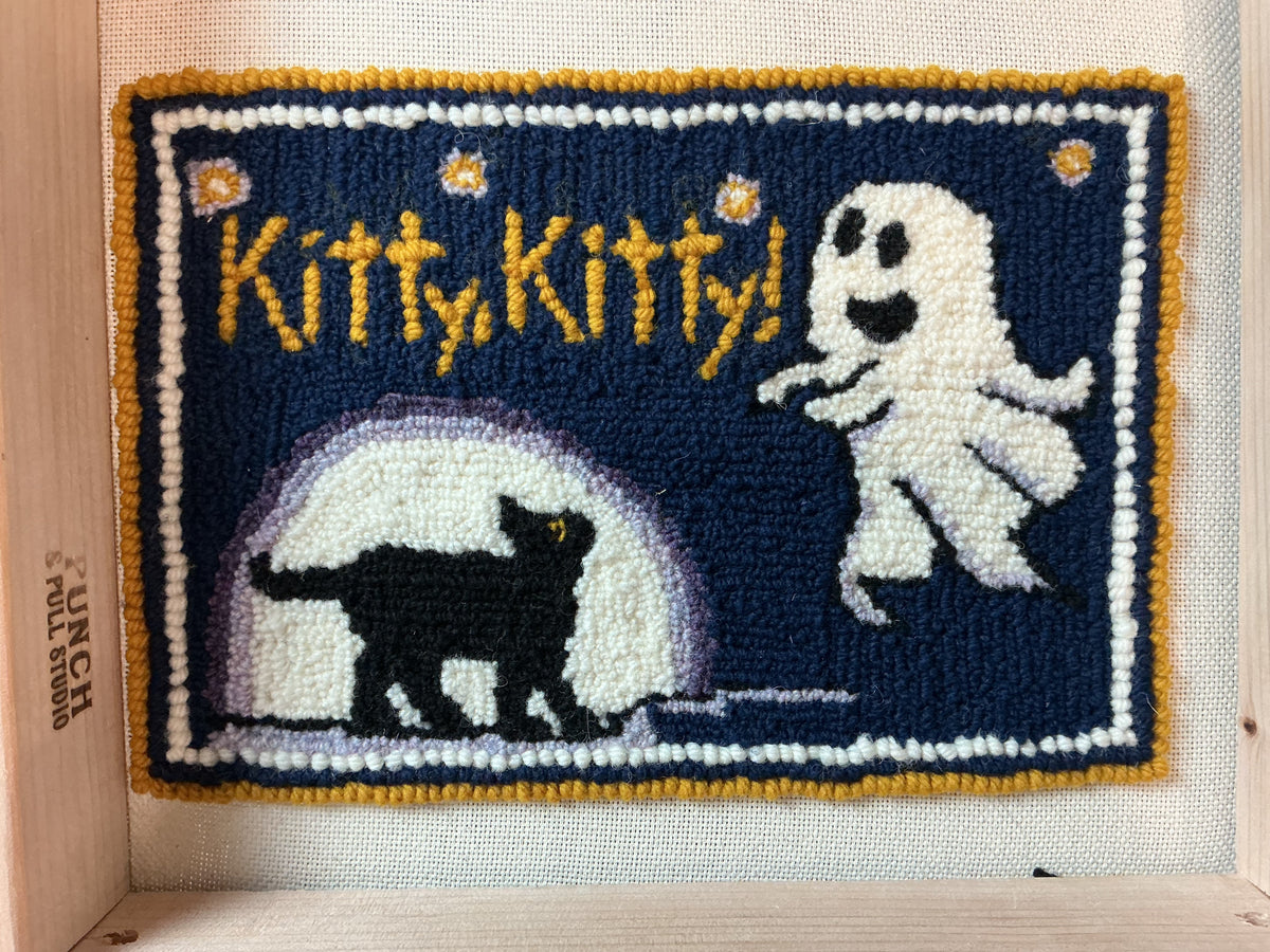 Kitty, Kitty, pillow pattern on Monk’s Cloth