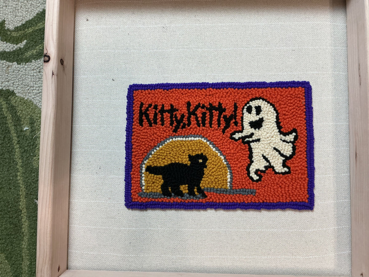 Kitty, Kitty, pillow pattern on Monk’s Cloth